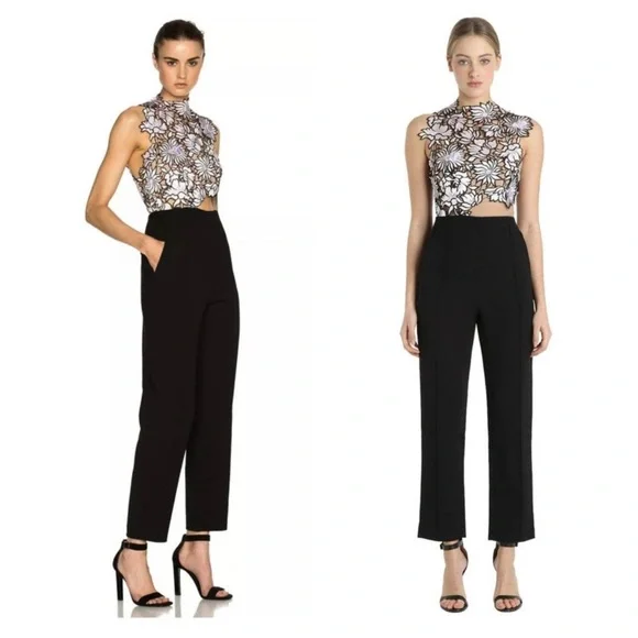 Self Portrait Lilac Guipure Floral Lace Sleeveless Jumpsuit - Picture 10 of 15